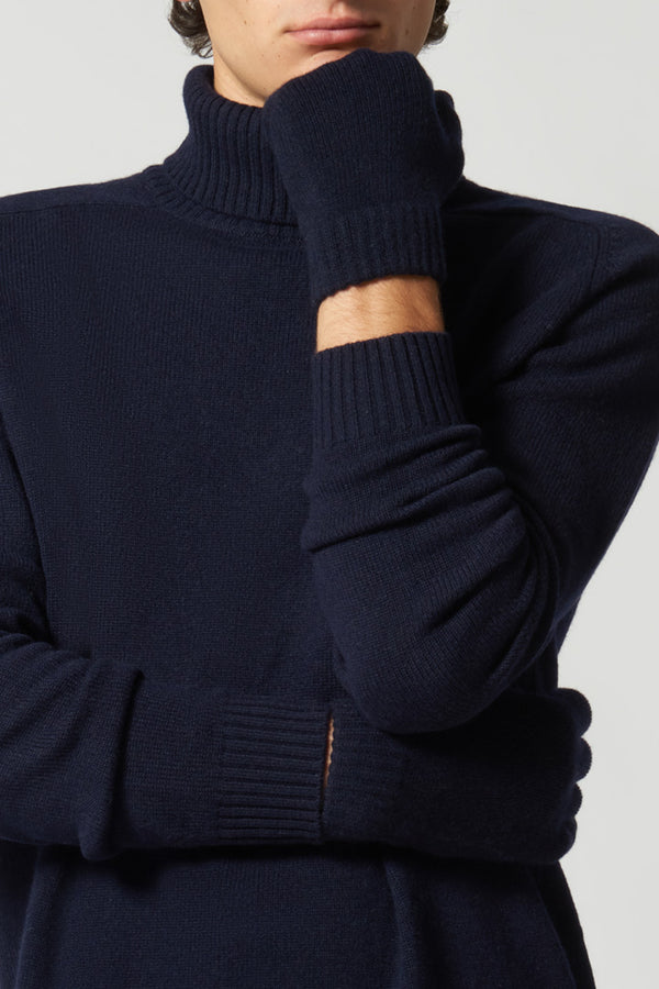 Guanti Uomo 4 Fili in Puro Cashmere Navy