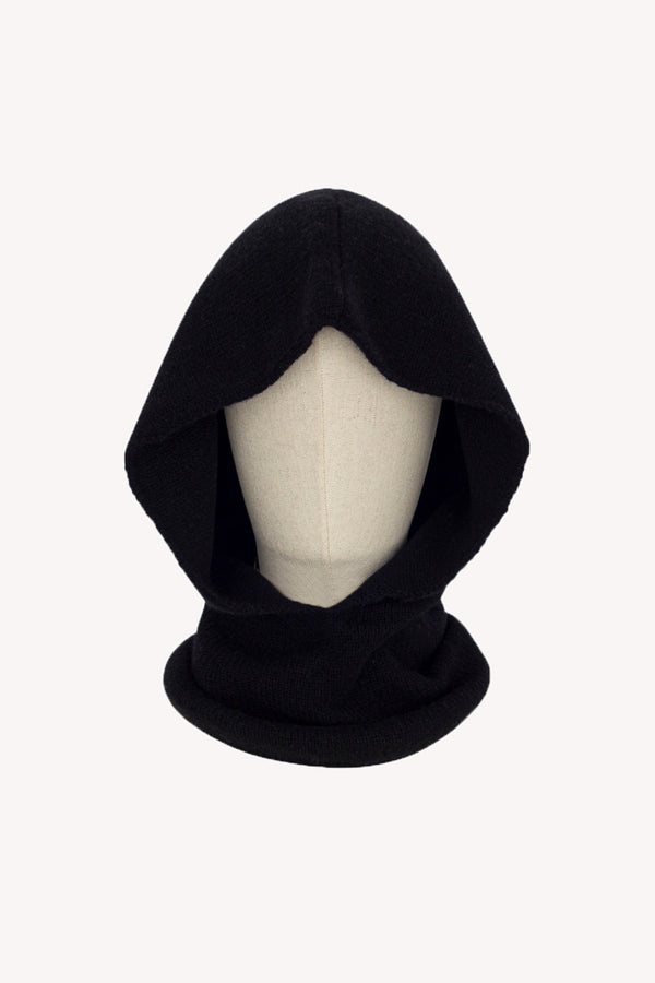 Scaldacollo con Cappuccio in Puro Cashmere Nero
