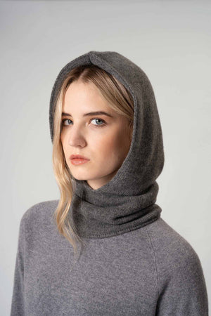 Scaldacollo con Cappuccio in Puro Cashmere Avena