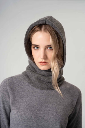 Scaldacollo con Cappuccio in Puro Cashmere Flanella