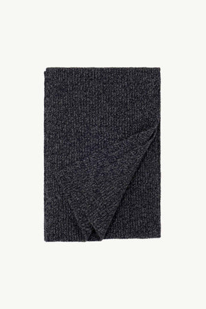 Sciarpa Unisex a Costa Inglese in Puro Cashmere Moulinè Notte