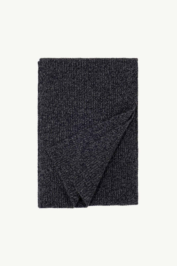 Sciarpa Unisex a Costa Inglese in Puro Cashmere Moulinè Notte