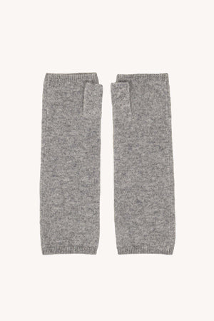 Grey Pure Cashmere Brushed Fingerless Gloves