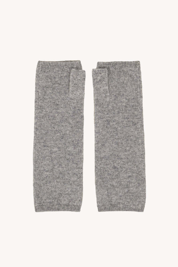 Grey Pure Cashmere Brushed Fingerless Gloves