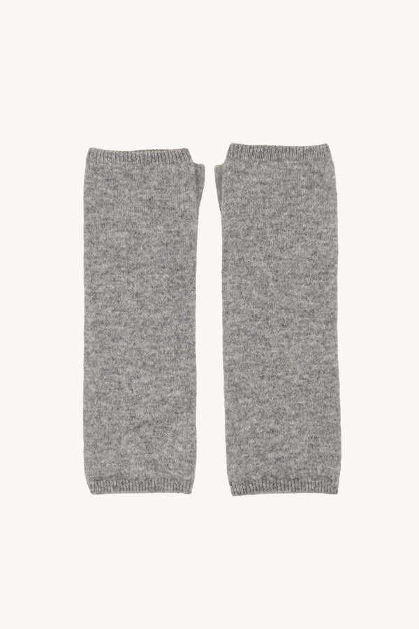 Grey Pure Cashmere Brushed Fingerless Gloves