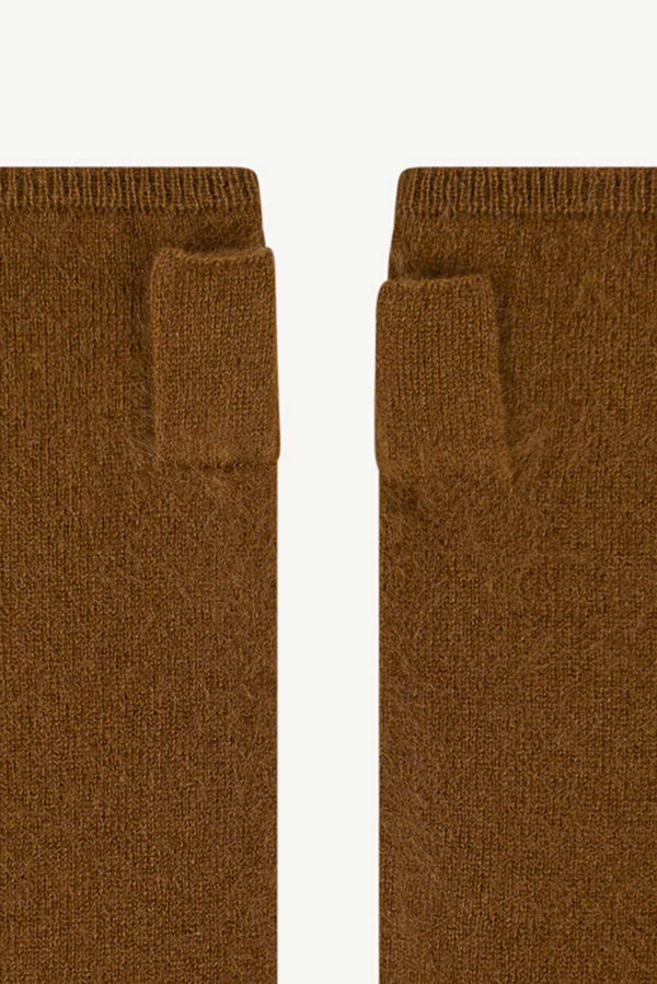 Manicotti in Puro Cashmere Spazzolato Terracotta