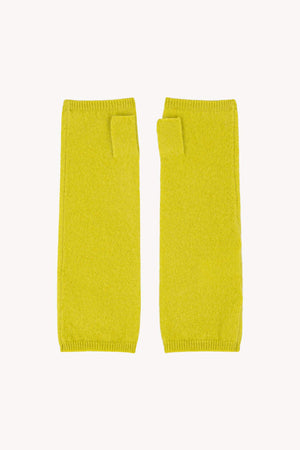 Lime Pure Cashmere Brushed Fingerless Gloves
