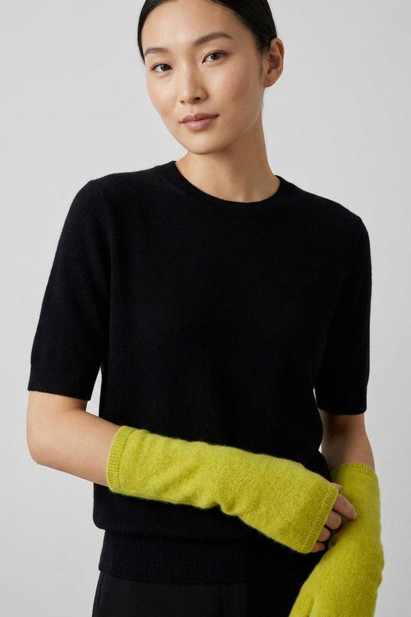 Lime Pure Cashmere Brushed Fingerless Gloves