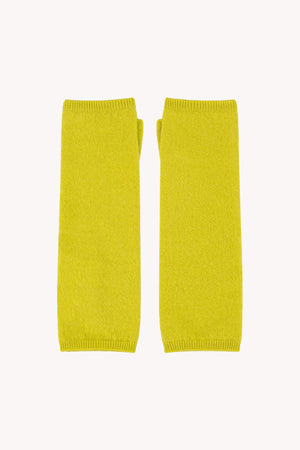 Lime Pure Cashmere Brushed Fingerless Gloves