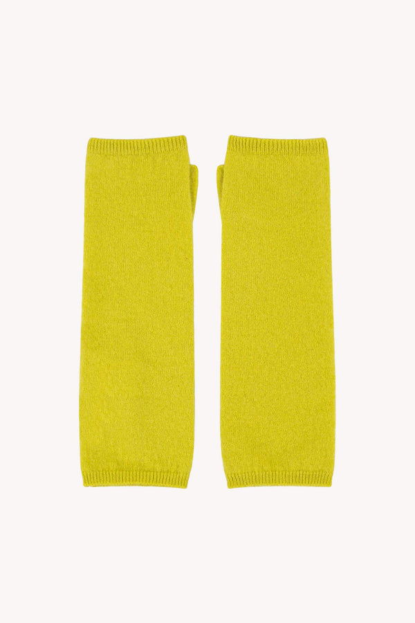 Lime Pure Cashmere Brushed Fingerless Gloves