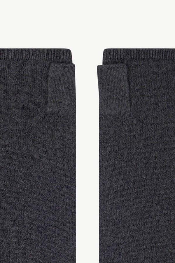 Manicotti in Puro Cashmere Spazzolato Ardesia