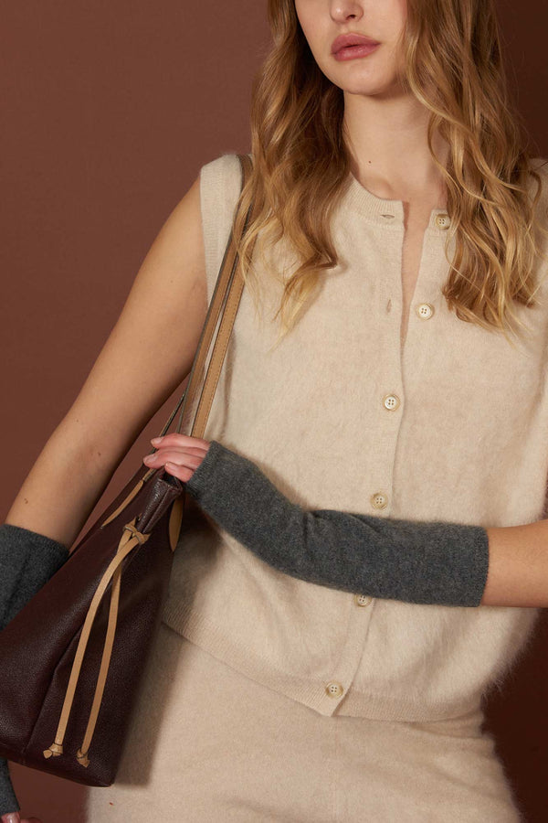 Slate Grey Pure Cashmere Brushed Fingerless Gloves