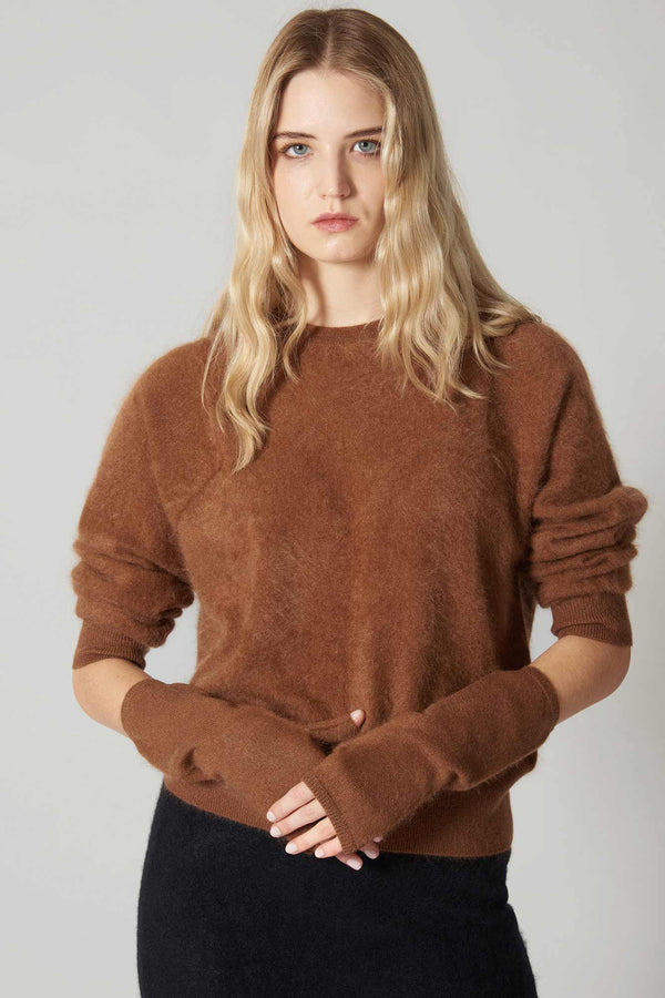 Manicotti in Puro Cashmere Spazzolato Ardesia