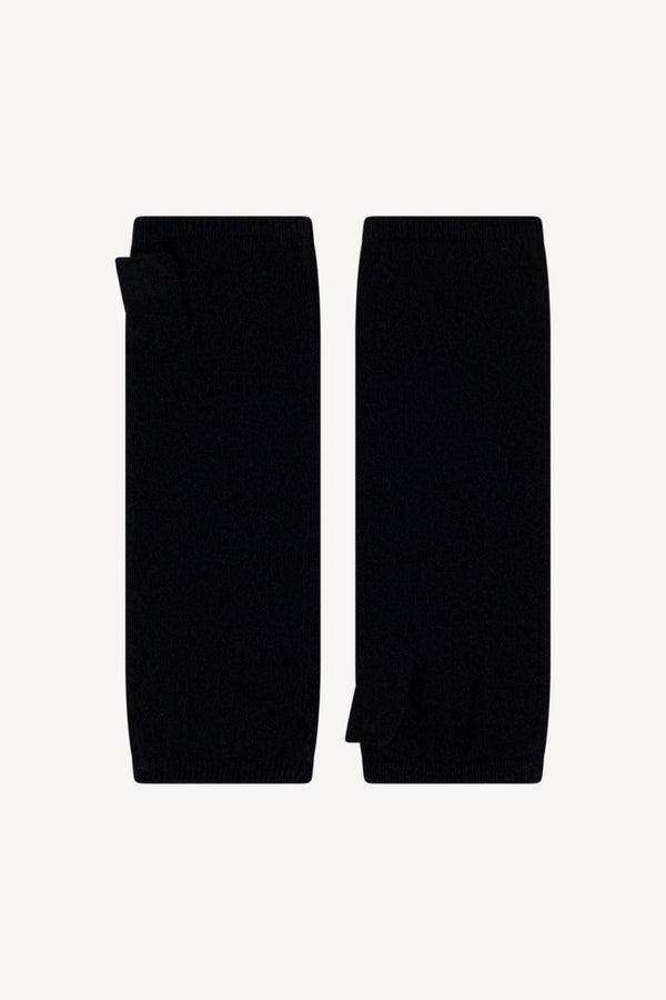 Manicotti in Puro Cashmere Spazzolato Nero