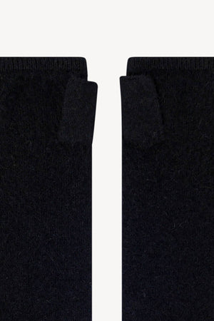 Manicotti in Puro Cashmere Spazzolato Nero