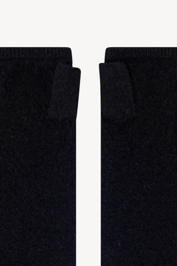 Manicotti in Puro Cashmere Spazzolato Nero