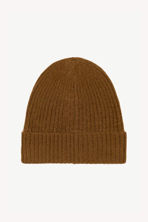 Berretto Unisex a Coste in Puro Cashmere Spazzolato Terracotta