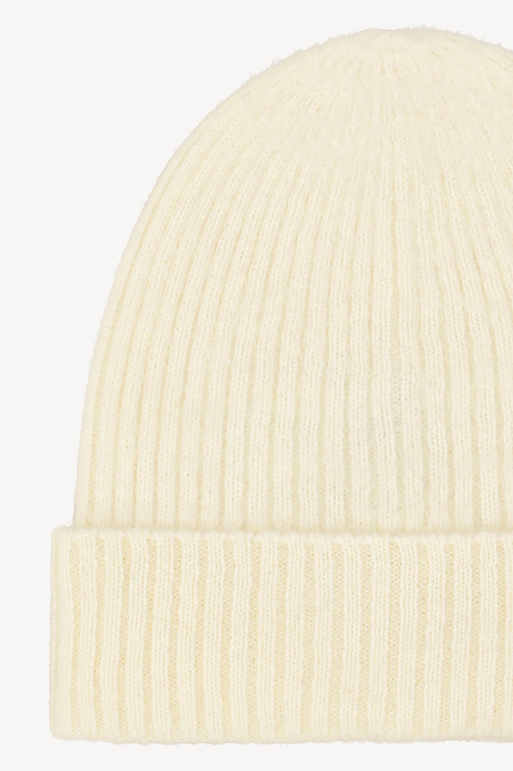 Berretto Unisex a Coste in Puro Cashmere Spazzolato Latte