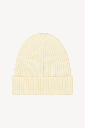 Berretto Unisex a Coste in Puro Cashmere Spazzolato Latte
