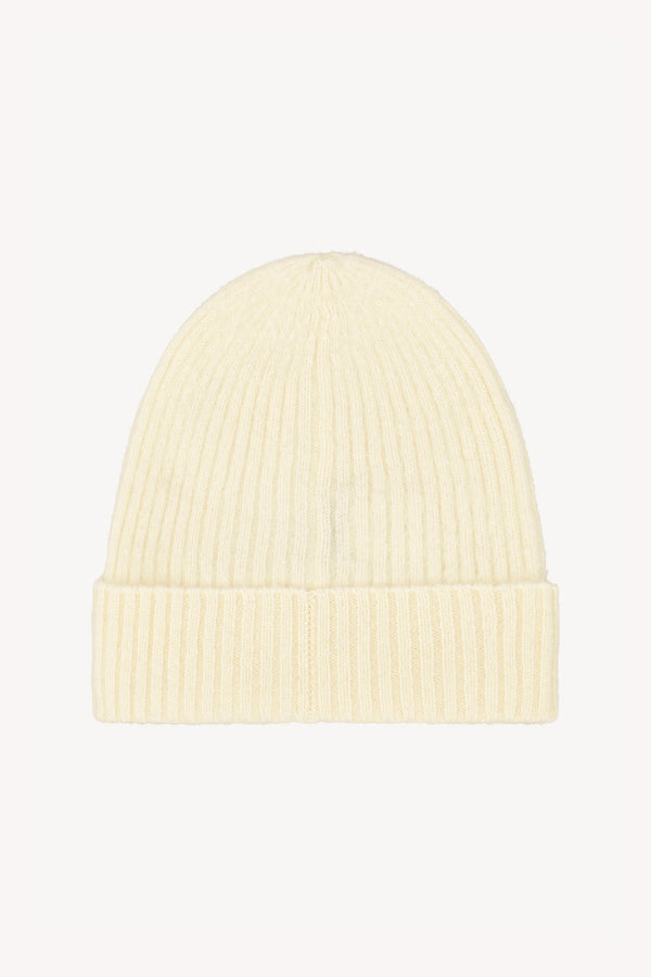 Berretto Unisex a Coste in Puro Cashmere Spazzolato Latte