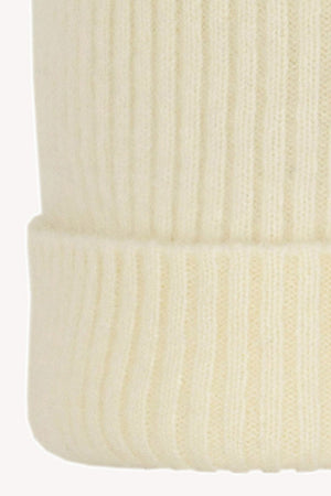Berretto Unisex a Coste in Puro Cashmere Spazzolato Latte