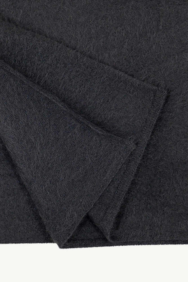 Sciarpa in Maglia Rasata in Puro Cashmere Spazzolato Ardesia