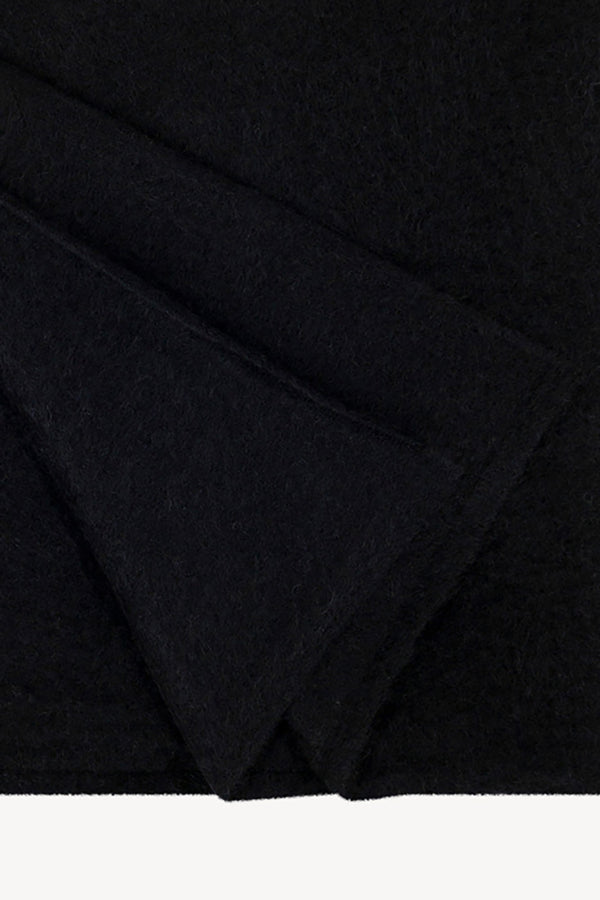 Sciarpa in Maglia Rasata in Puro Cashmere Spazzolato Nero