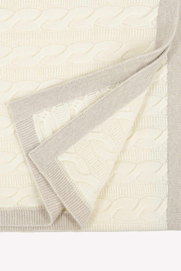 Plaid Trecce 2 fili in Puro Cashmere Latte