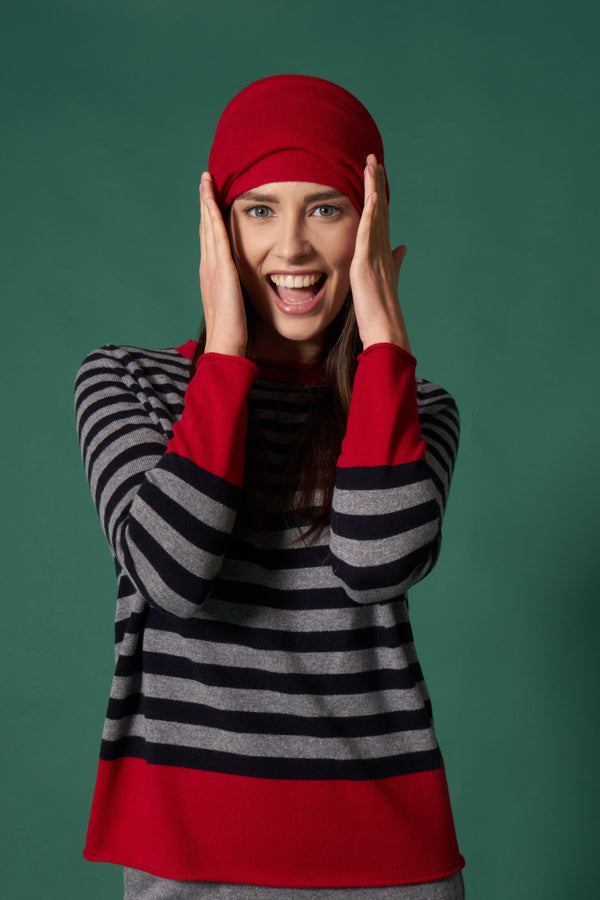 Girocollo Righe 3 Colori Puro Cashmere