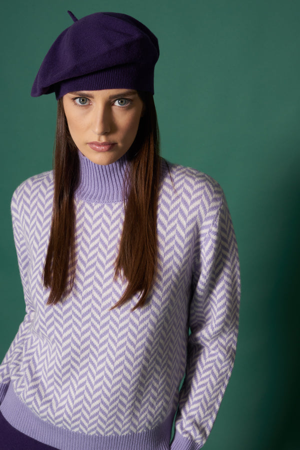 Maglia a Spina di Pesce Puro Cashmere