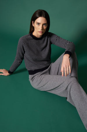 Maglia Girocollo Righe Puro Cashmere