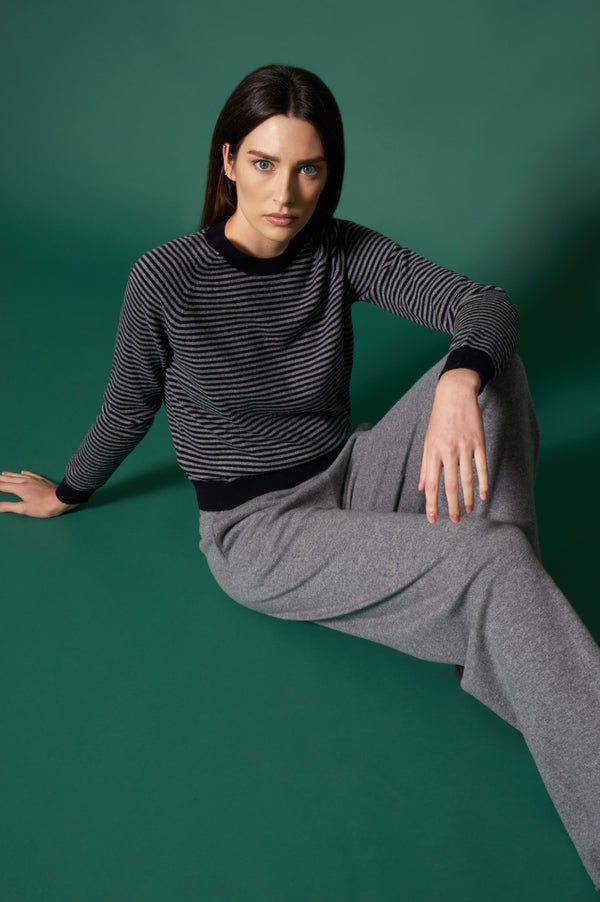 Maglia Girocollo Righe Puro Cashmere