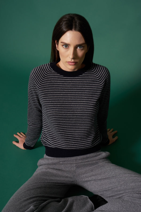 Maglia Girocollo Righe Puro Cashmere