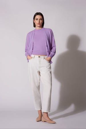 Cardigan bordo a contrasto Puro Cashmere