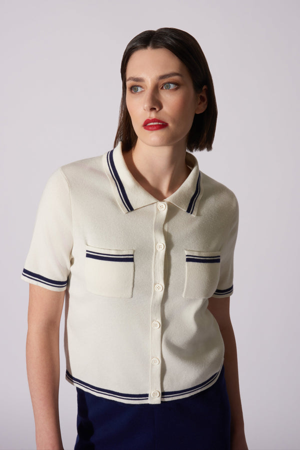 Camicia M/Manica bicolore Cotone - Seta - Cashmere