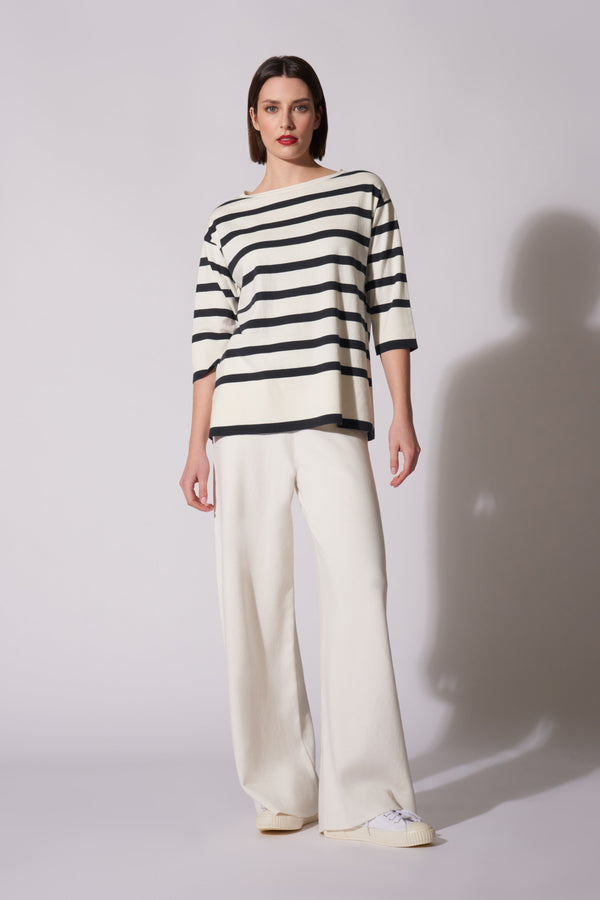 Barchetta over spacchi righe Cotone - Seta - Cashmere