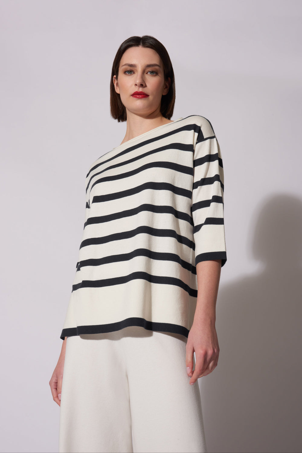 Barchetta over spacchi righe Cotone - Seta - Cashmere