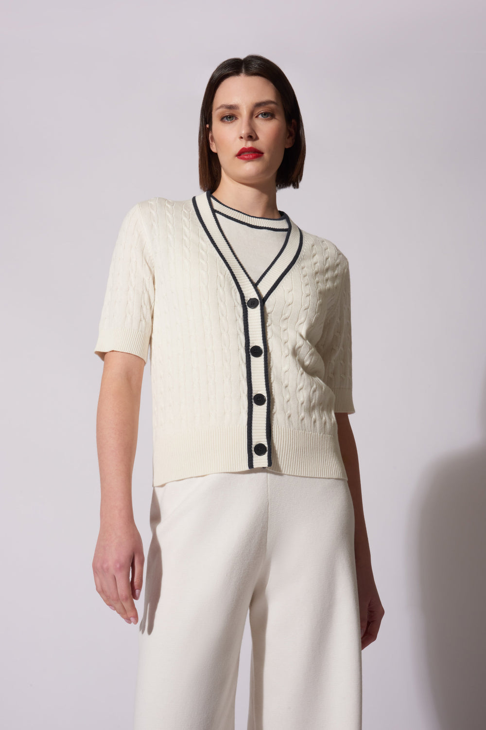 Golfino trecce mezza manica Cotone - Seta - Cashmere