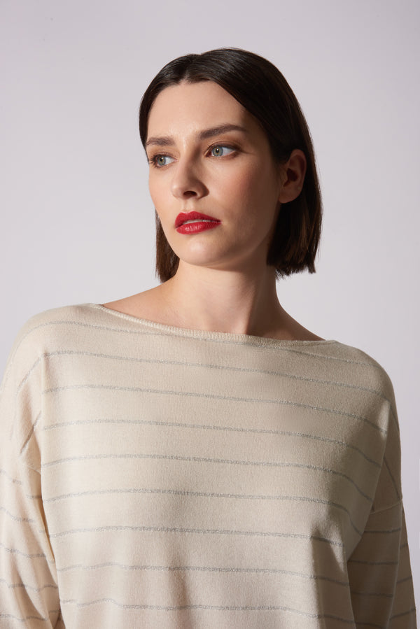 Barchetta righe Lurex Seta - Cashmere