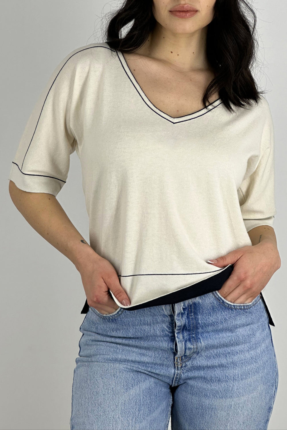 Kimono Scollo a V Cotone - Cashmere