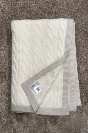 Plaid in Maglia a Trecce Puro Cashmere