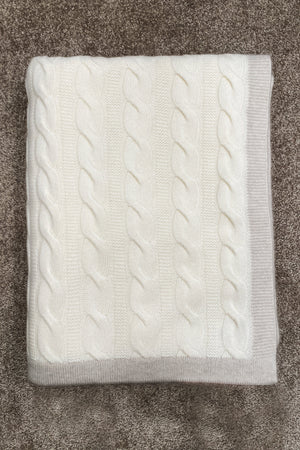 Plaid in Maglia a Trecce Puro Cashmere