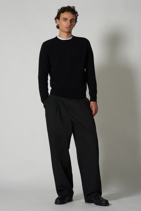 Maglia Girocollo in Puro Cashmere Nero