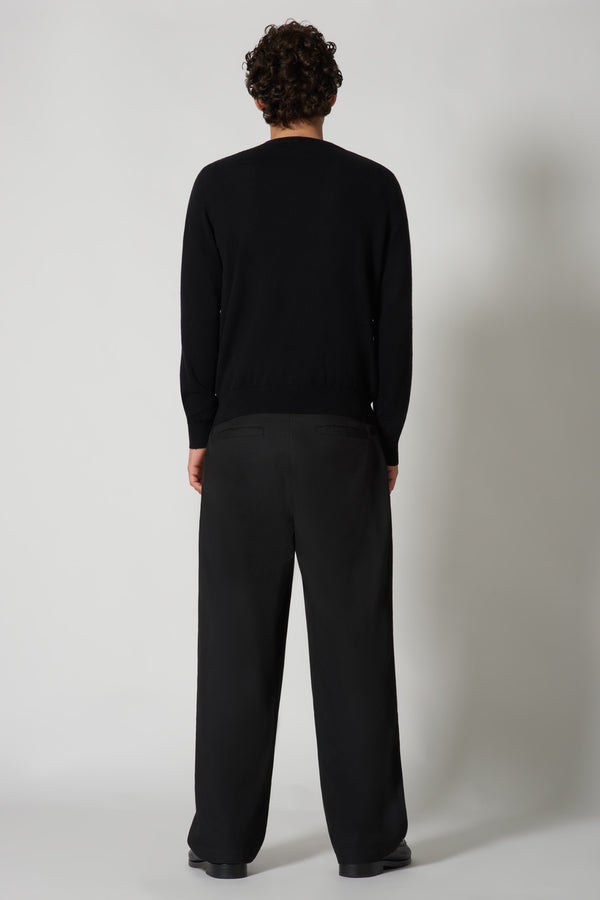 Maglia Girocollo in Puro Cashmere Nero