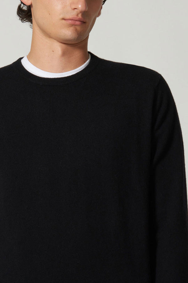 Maglia Girocollo in Puro Cashmere Nero