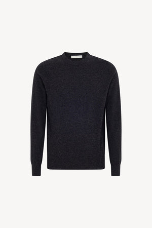 Maglia Girocollo in Puro Cashmere Almost Black