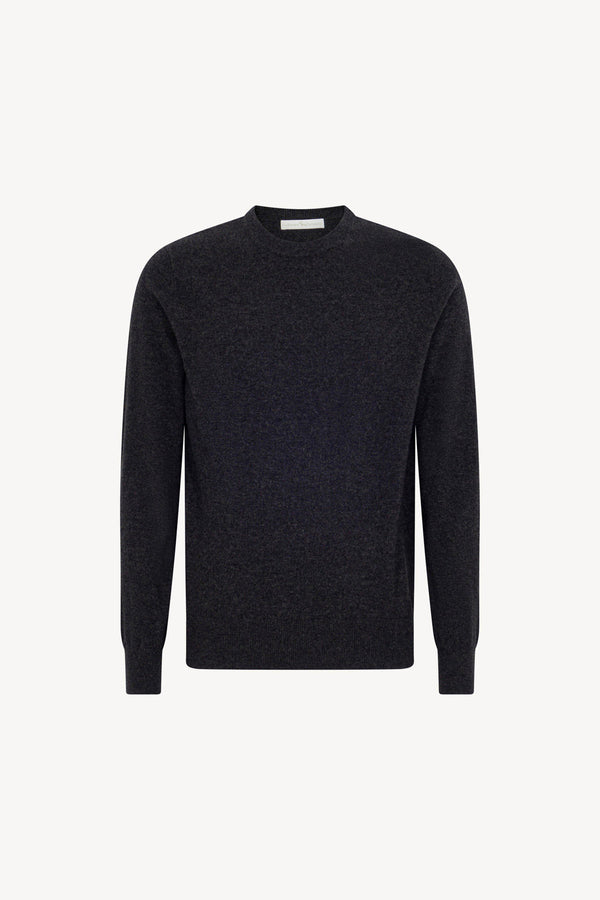 Maglia Girocollo in Puro Cashmere Almost Black