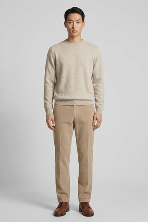 Greige Pure Cashmere Round Neck Pullover