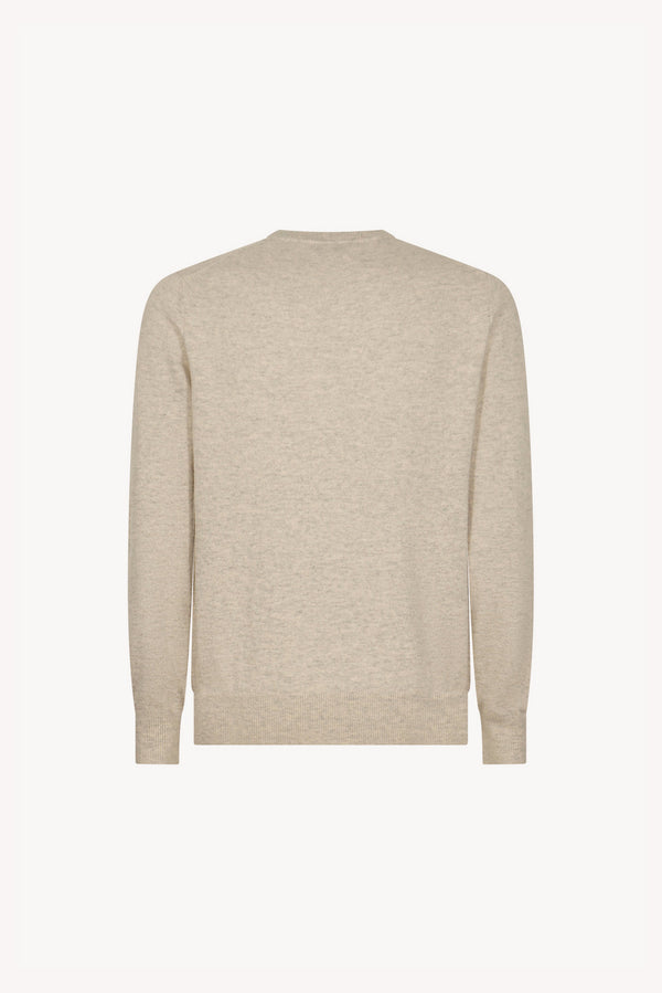 Greige Pure Cashmere Round Neck Pullover