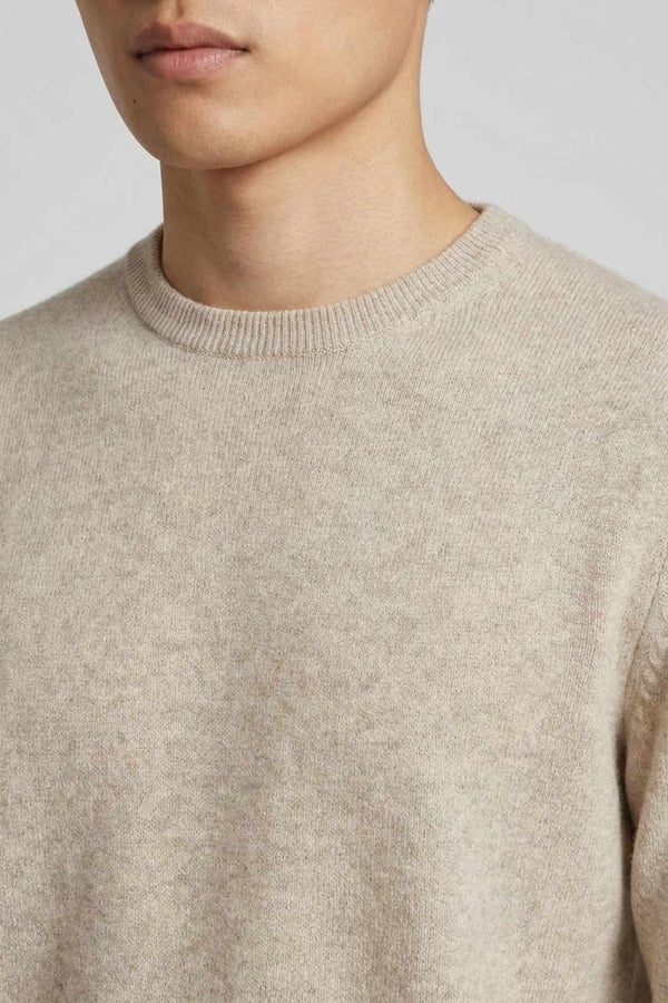 Greige Pure Cashmere Round Neck Pullover